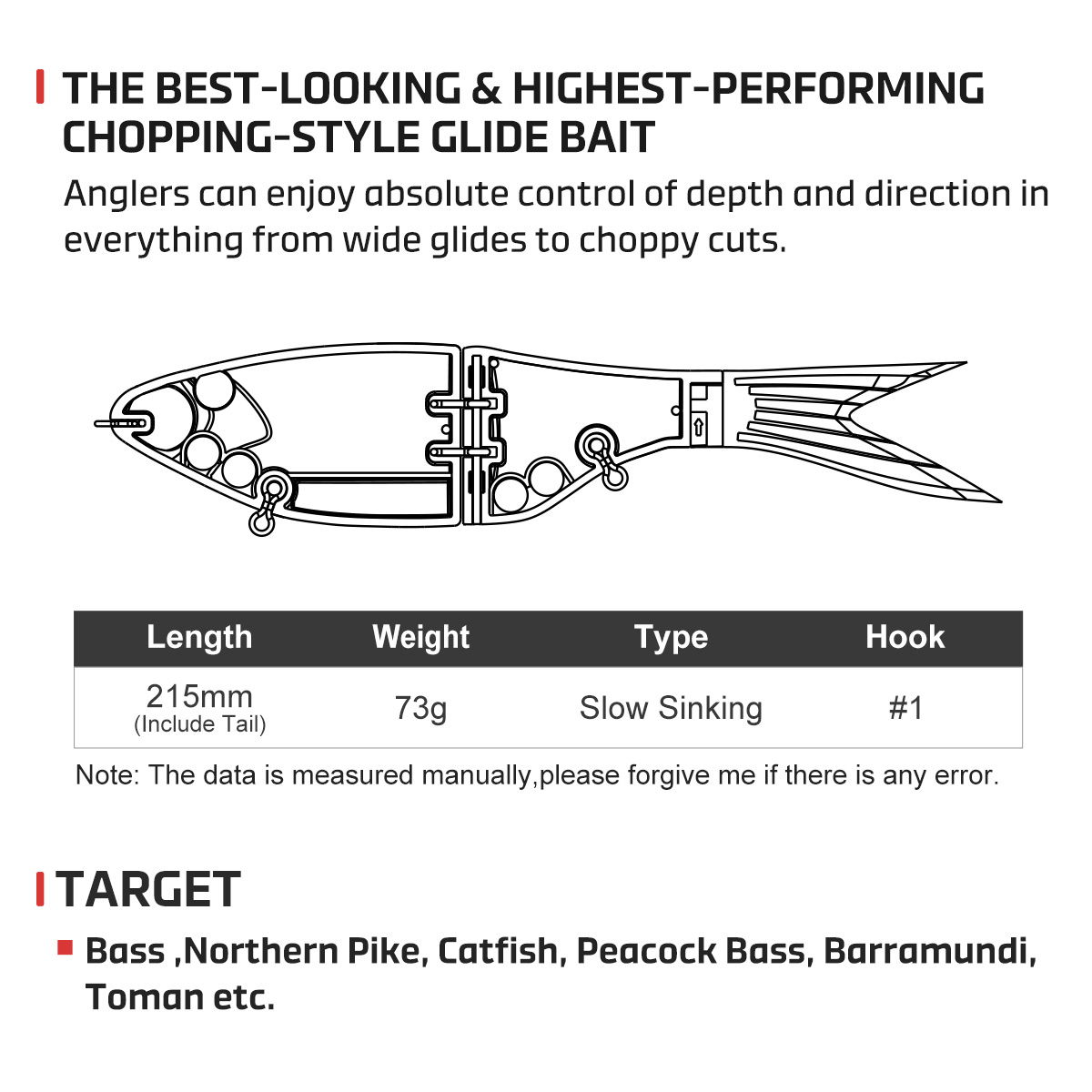 Noeby 215mm 73gAmata Glide Swi - Fishing Lure Jerkbait recensie en prijs